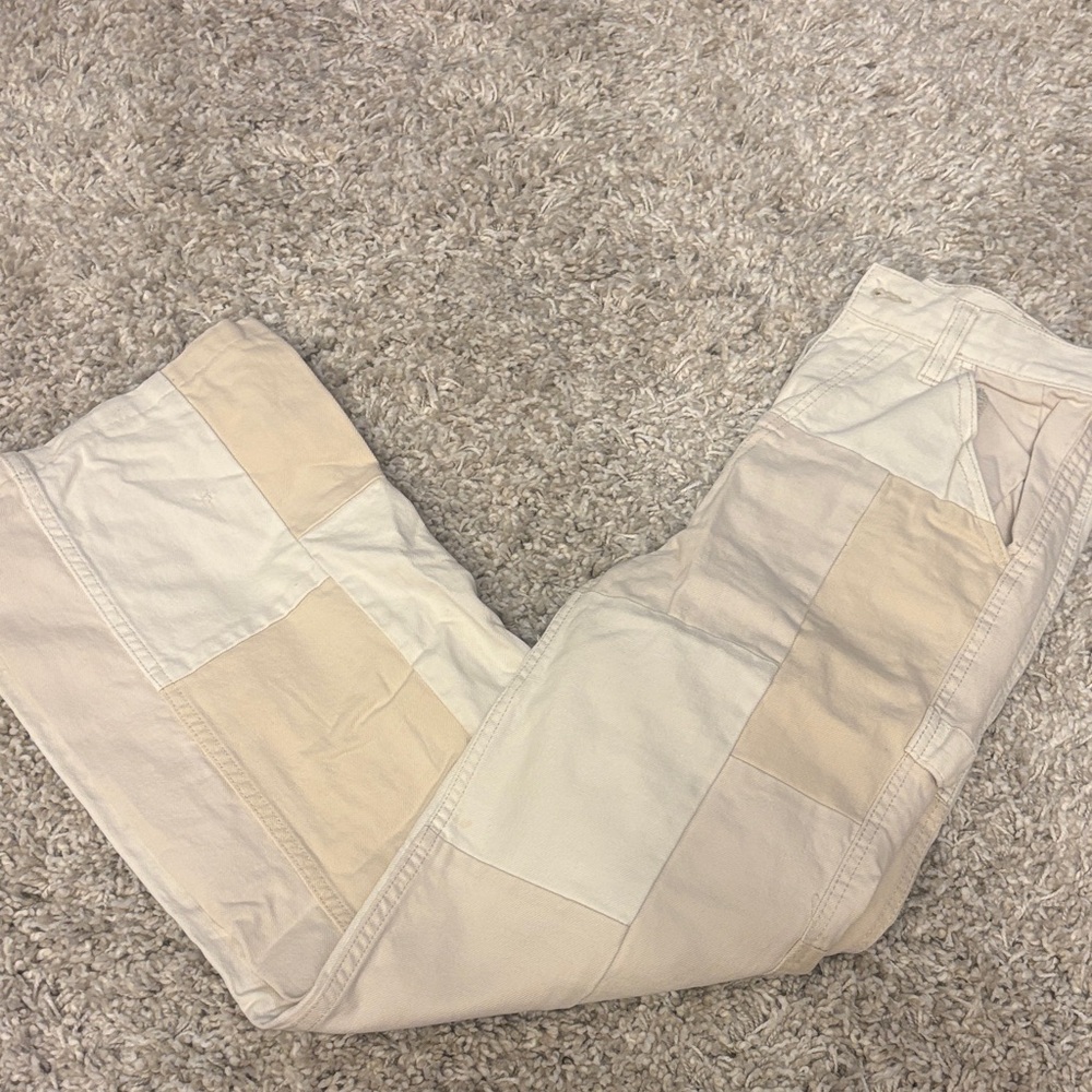 PacSun Cream and Tan Patchwork Jeans